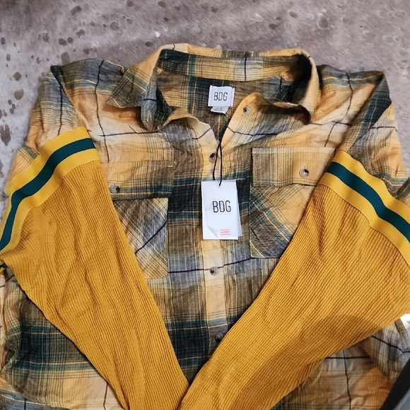 BDG Yellow and Green Plaid Shirt - Picture 2 of 5